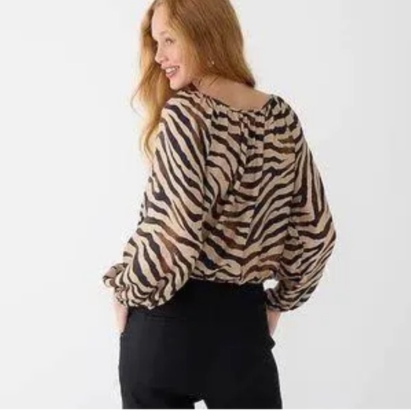 NWOT J.Crew Drapey Tie-Front Top in Zebra Strip - Picture 5 of 5